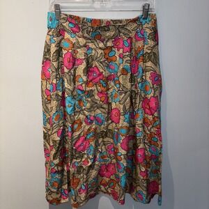 Vintage  Skirt Women's Sz 12 Multicolor Floral Midi Boho Artsy Cottagecore Y2K